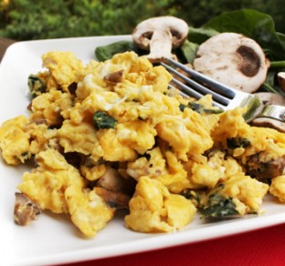 Spinach & Baby Bella Scrambled Eggs - The Fresh Fridge